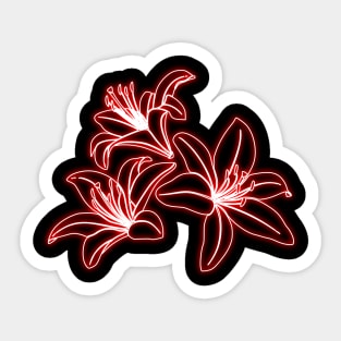 Red Neon Lys Flowers Sticker